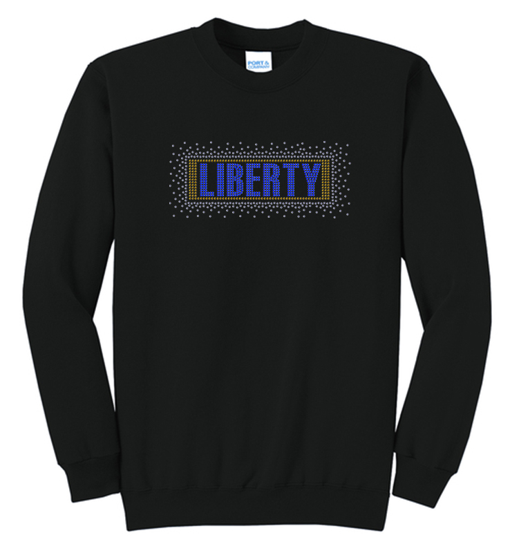 LIBERTY CHEER BLACK RHINESTONE CREWNECK