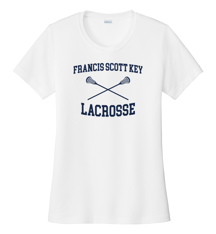 FSK LACROSSE STICKS WHITE LADIES PERFORMANCE TEE