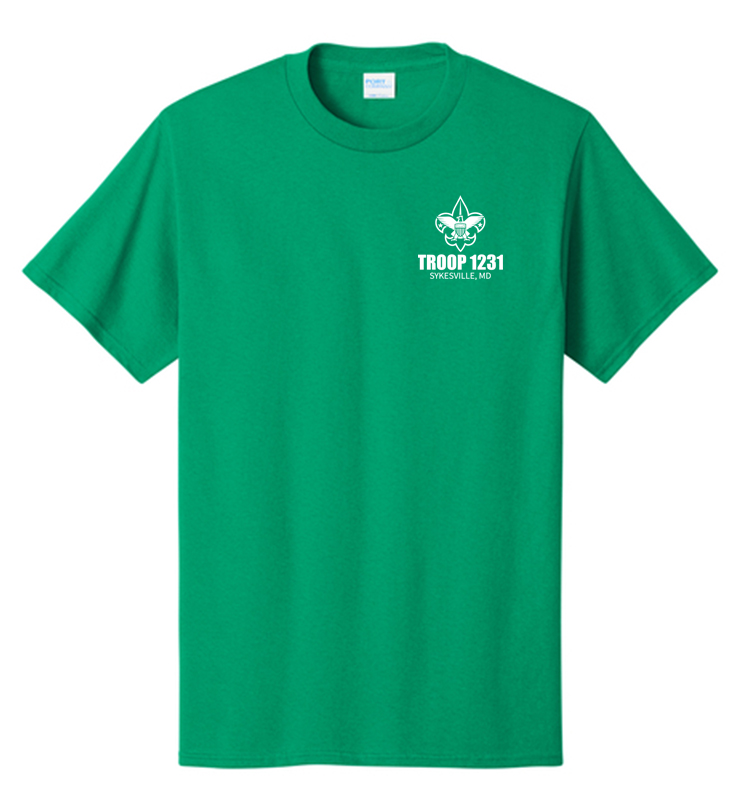 TROOP 1231 KELLY GREEN COTTON TEE