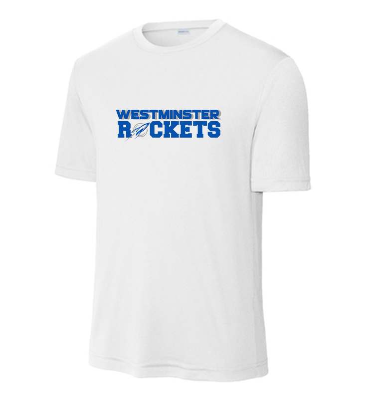 WESTMINSTER ROCKETS 2024 WHITE PERFORMANCE TEE
