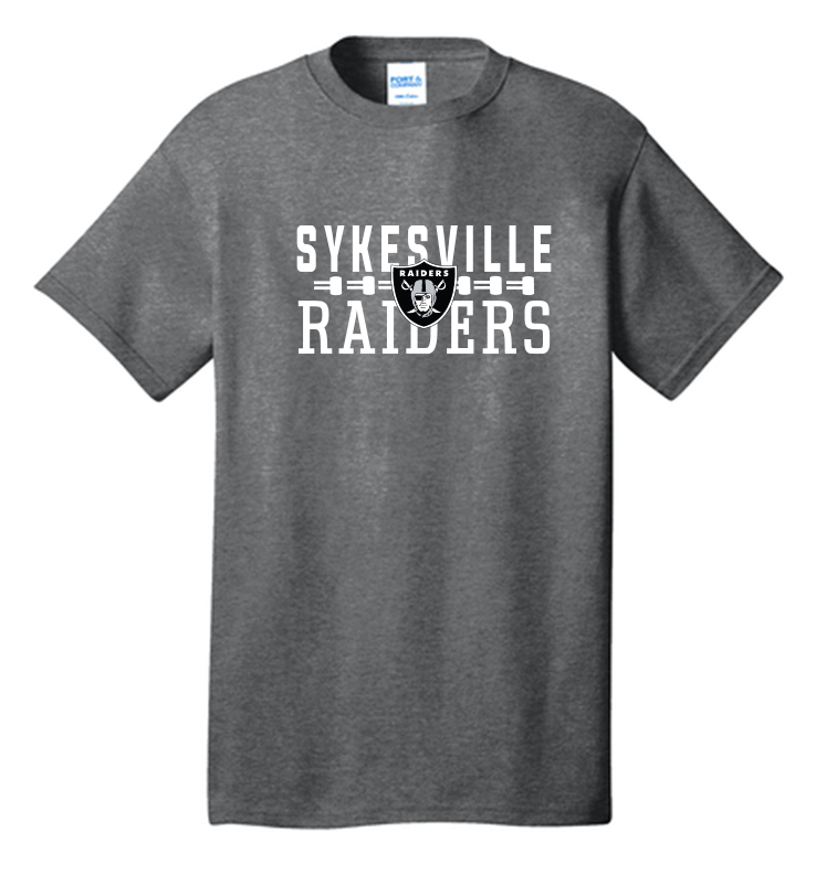 SYKESVILLE RAIDERS FOOTBALL GRAPHITE COTTON TEE