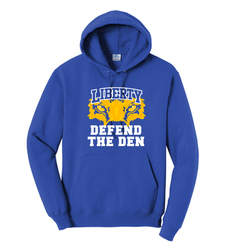 LIBERTY ATHLETIC BOOSTERS DEFEND THE DEN HOODIE
