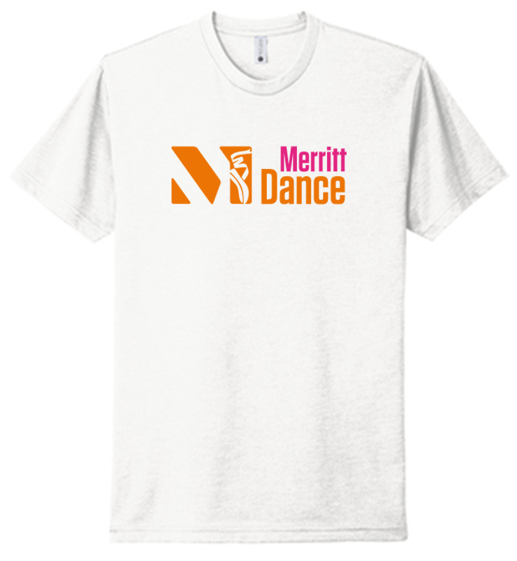 MERRITT DANCE LOGO NEXT LEVEL WHITE T-SHIRT
