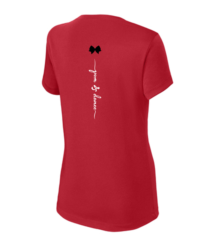 LANCERS RED GLITTER POM PERFORMANCE TEE