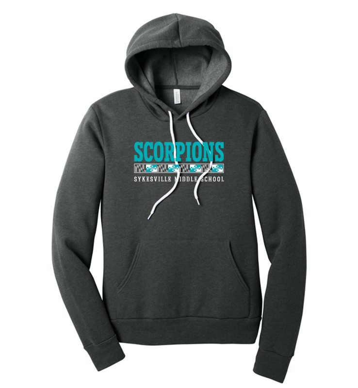 SYKESVILLE MIDDLE SCHOOL DARK HEATHER SPONGE FLEECE HOODIE