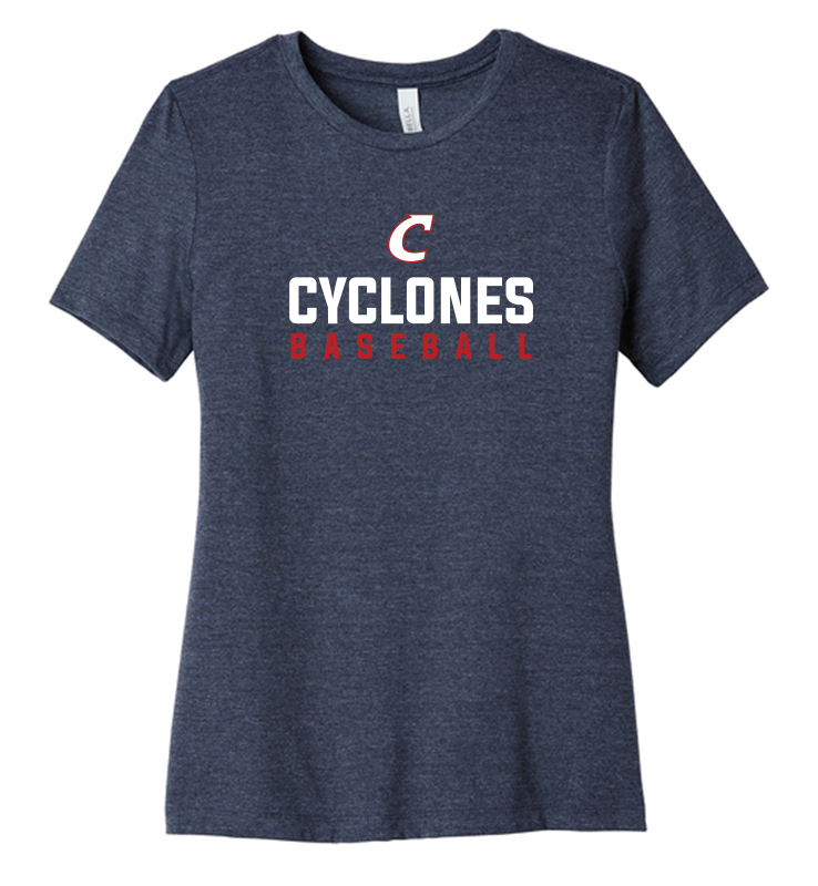 CYCLONES BASEBALL LADIES NAVY CVC TEE