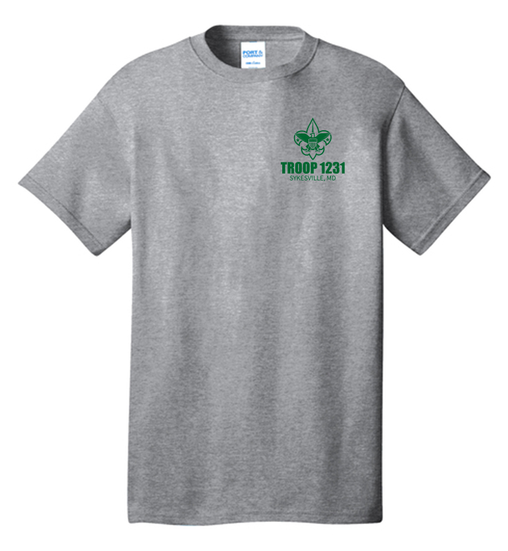 TROOP 1231 ATHLETIC HEATHER COTTON TEE
