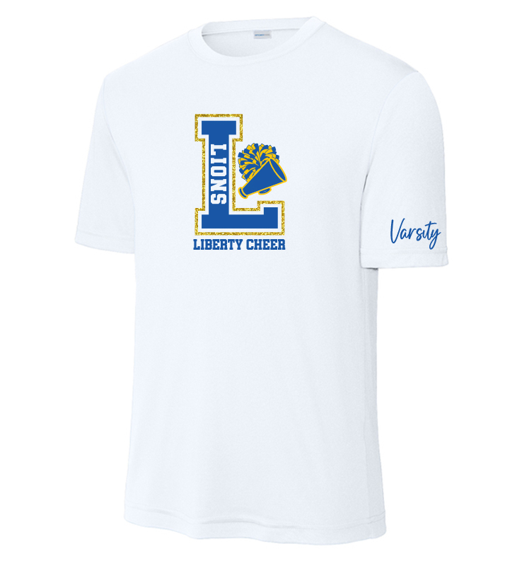 VARSITY LIBERTY CHEER GLITTER WHITE PERFORMANCE TEE