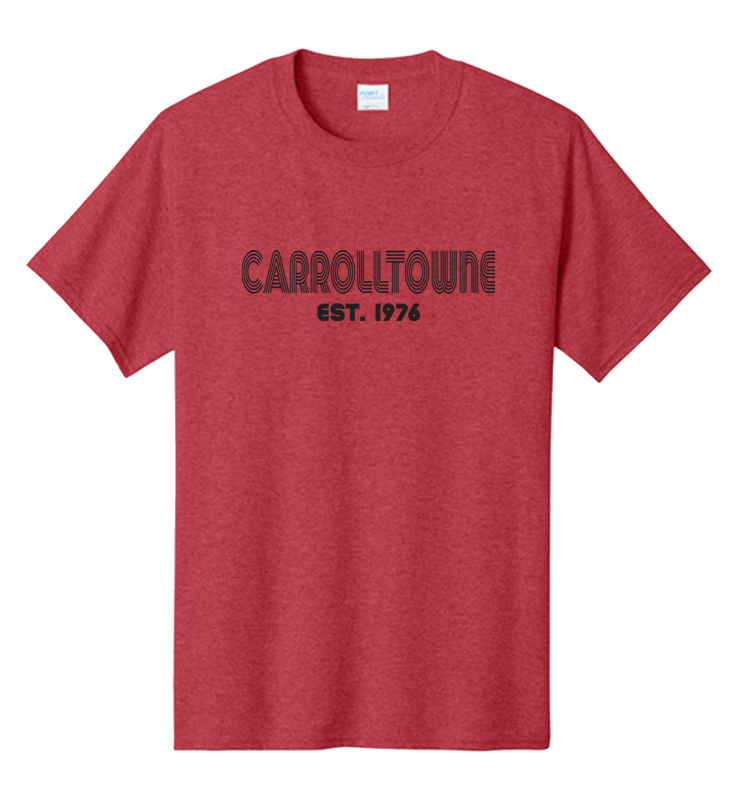 CARROLLTOWNE VINTAGE HEATHER RED BLACK TEE