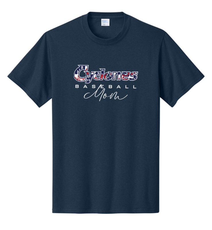 CYCLONES MOM NAVY COTTON TEE