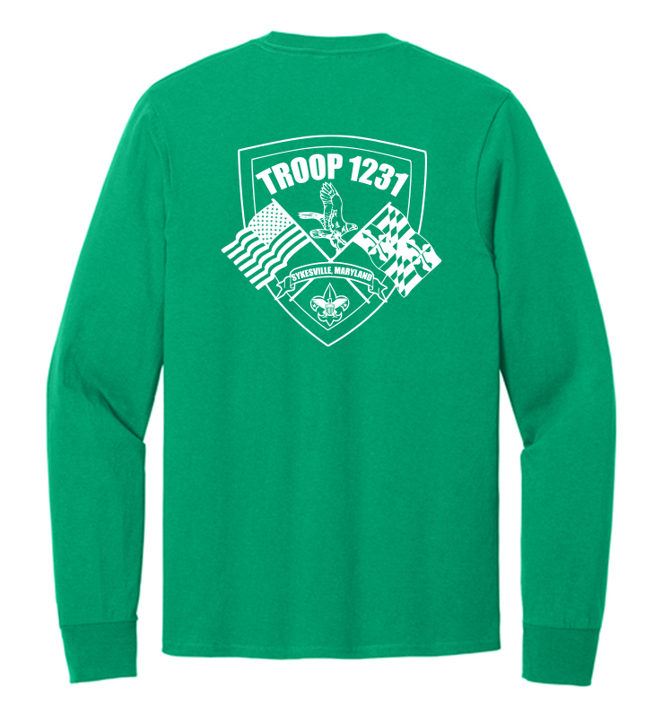 TROOP 1231 KELLY GREEN COTTON LONG SLEEVE