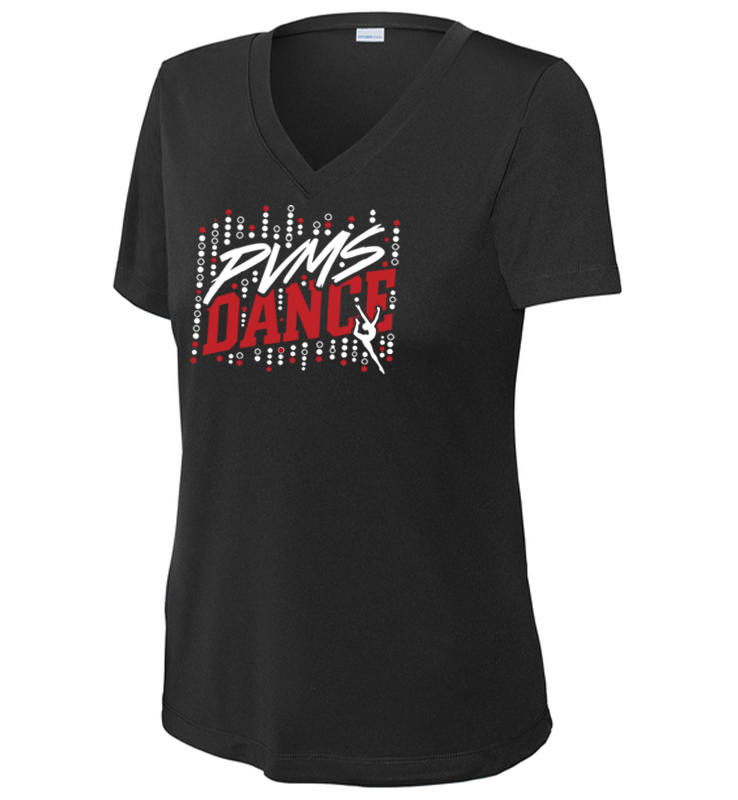 PVMS LADIES BLACK PERFORMANCE V-NECK