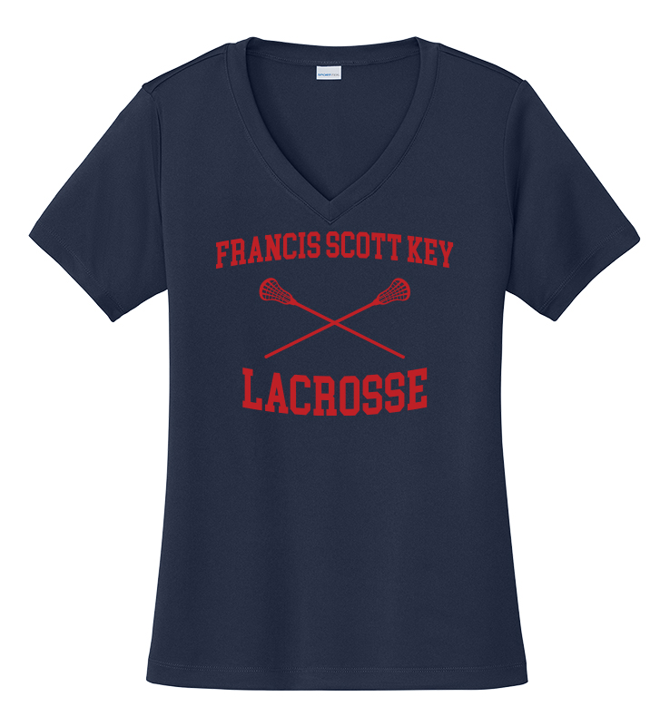 FSK LACROSSE STICKS NAVY LADIES PERFORMANCE V NECK