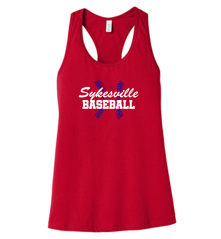 Sykesville Baseball Tank Top Red