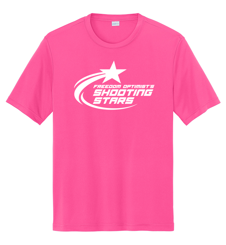 SHOOTING STARS NEON PINK PERFORMANCE TEE