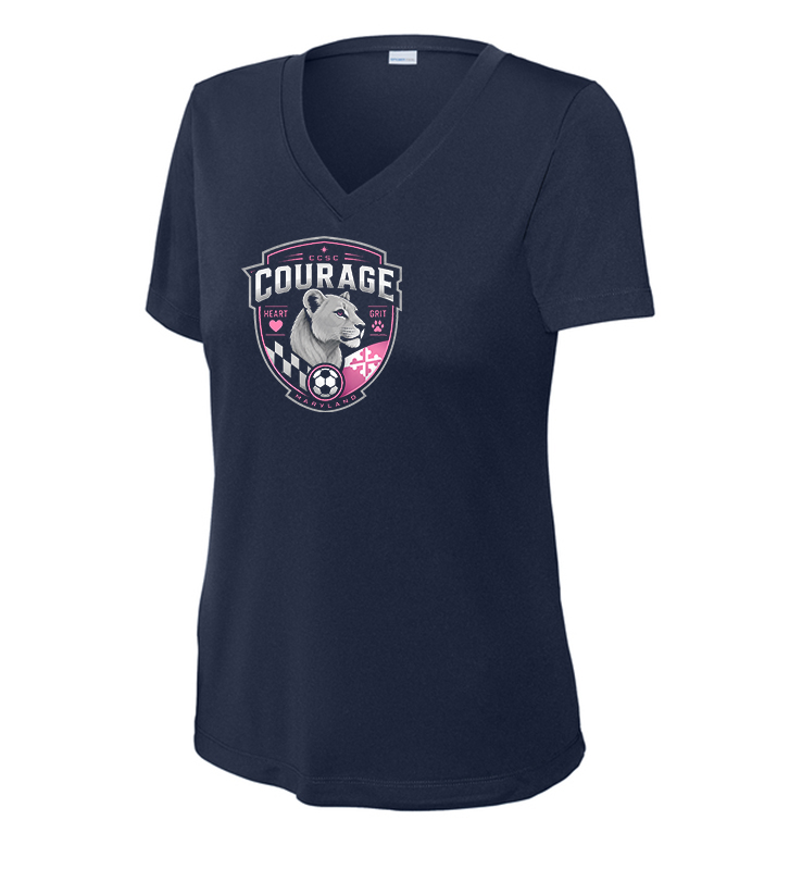 CCSC COURAGE NAVY LADIES PERFORMANCE V NECK