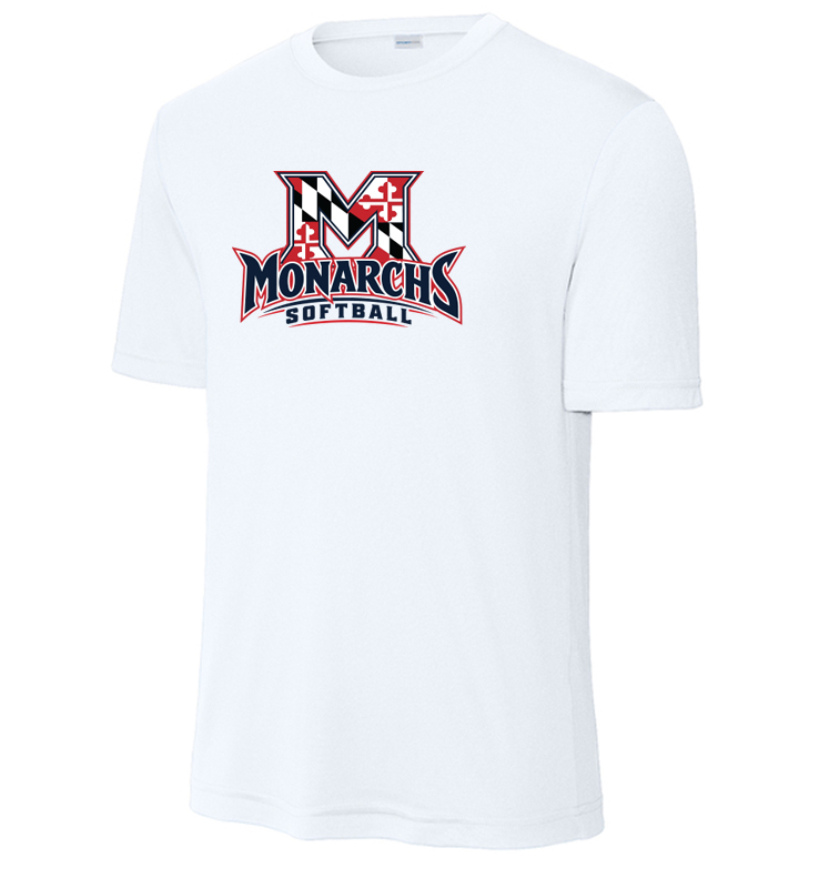 MONARCHS SOFTBALL WHITE PERFORMANCE TEE