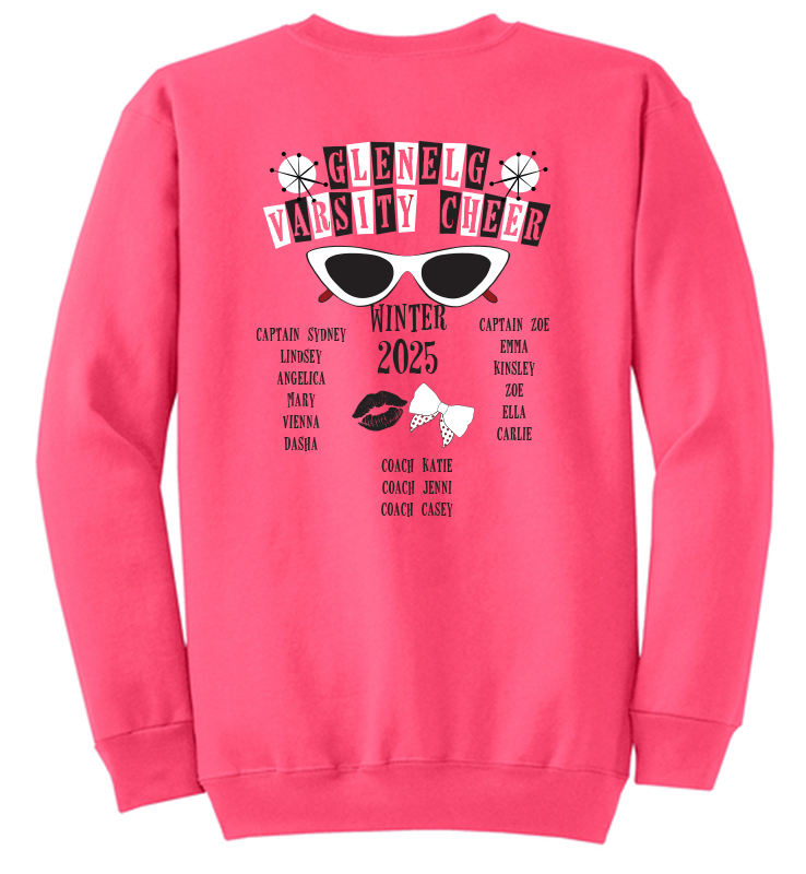 GLENELG VARSITY CHEER NEON PINK CREWNECK