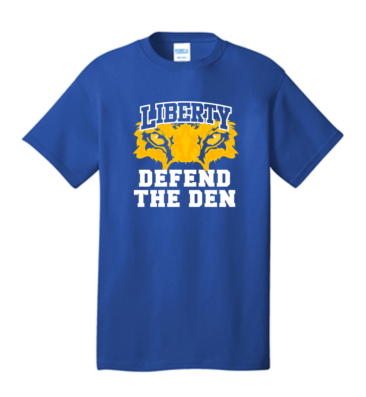LIBERTY ATHLETIC BOOSTER DEFEND THE DEN TEE