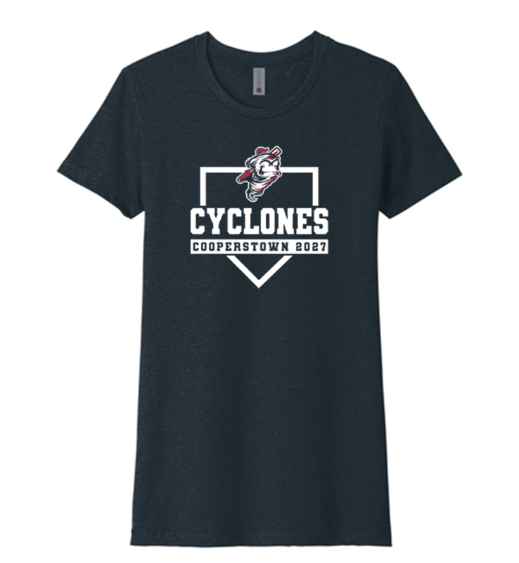 CYCLONES COOPERSTOWN 2027 CVC LADIES NAVY TEE