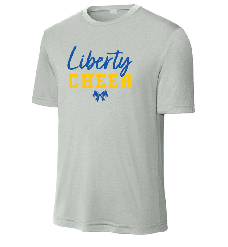 REQUIRED VARSITY LIBERTY CHEER GRAY PERFORMANCE TEE