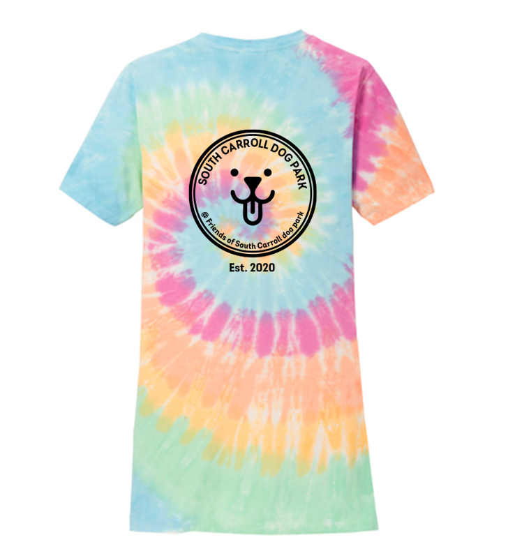 SOUTH CARROLL DOG PARK LADIES V NECK TIE DYE