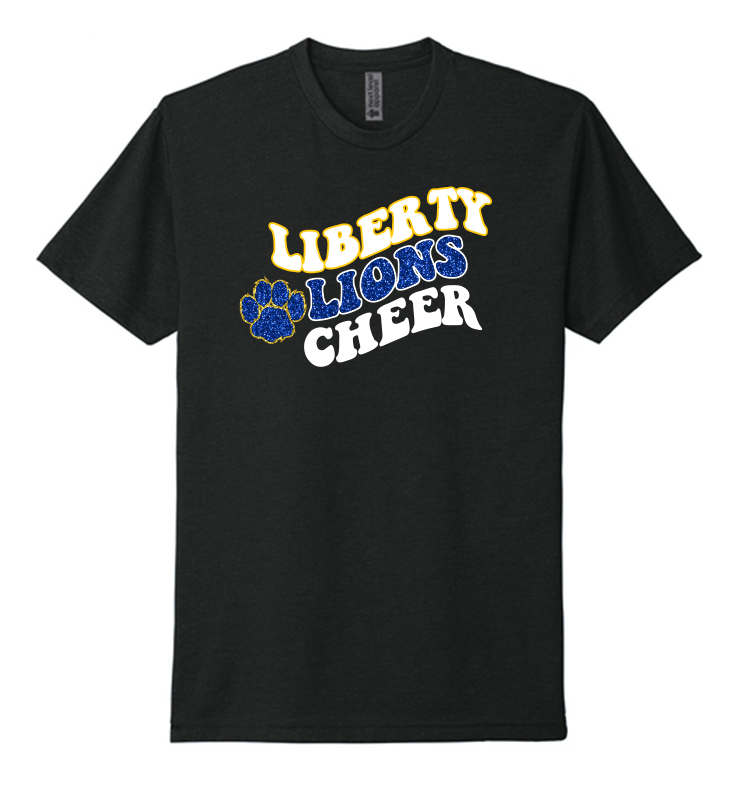 REQUIRED JV LIBERTY CHEER GLITTER BLACK TEE