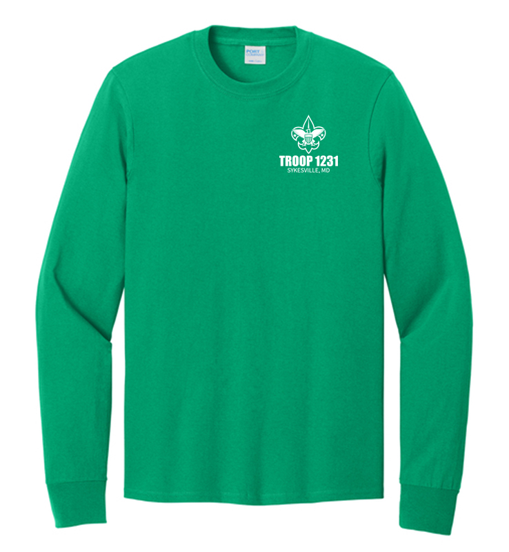 TROOP 1231 KELLY GREEN COTTON LONG SLEEVE