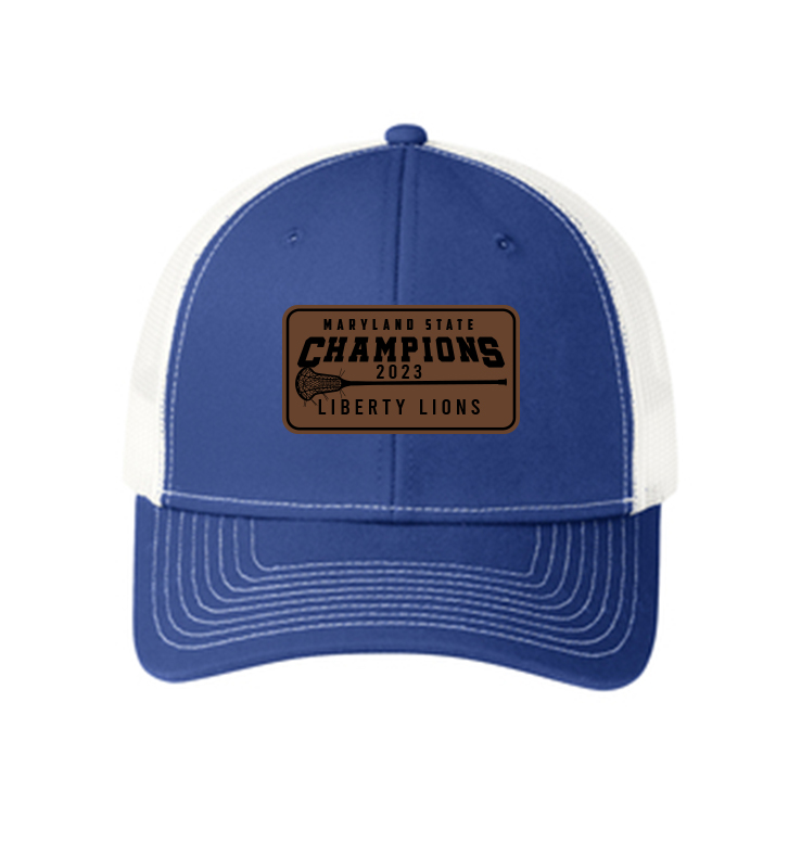 LHS LAX CHAMPS LEATHER PATCH TRUCKER HAT
