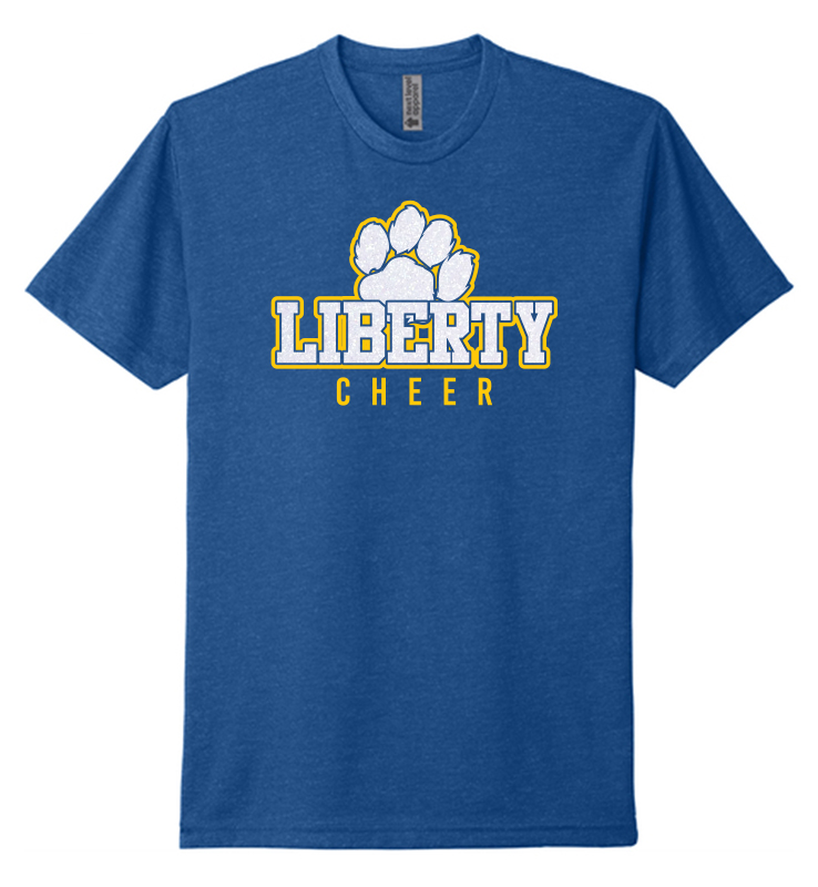 LIBERTY CHEER GLITTER ROYAL CVC TEE