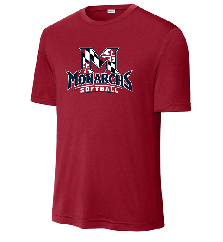 MONARCHS SOFTBALL DEEP RED PERFORMANCE TEE