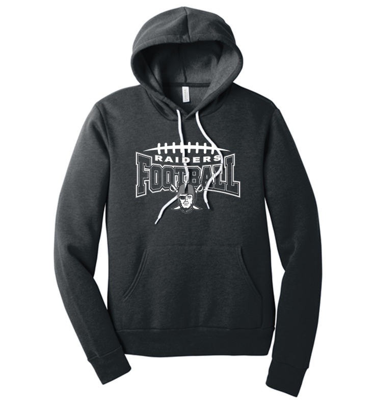 SYKESVILLE RAIDERS FOOTBALL SPONGE FLEECE HOODIE DARK HEATHER GRAY
