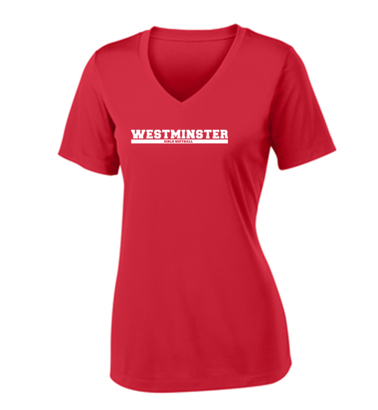 WESTMINSTER GIRLS SOFTBALL LADIES RED V-NECK