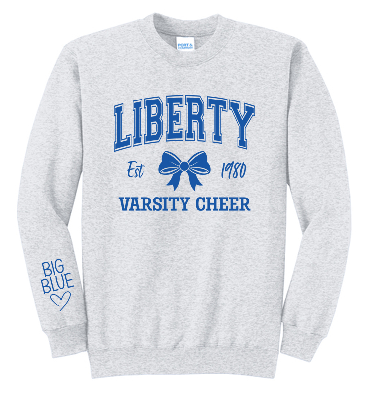 REQUIRED VARSITY LIBERTY CHEER VARSITY ASH CREW NECK