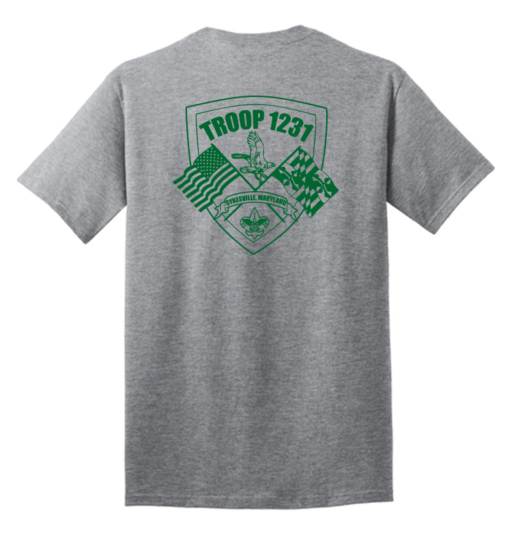 TROOP 1231 ATHLETIC HEATHER COTTON TEE