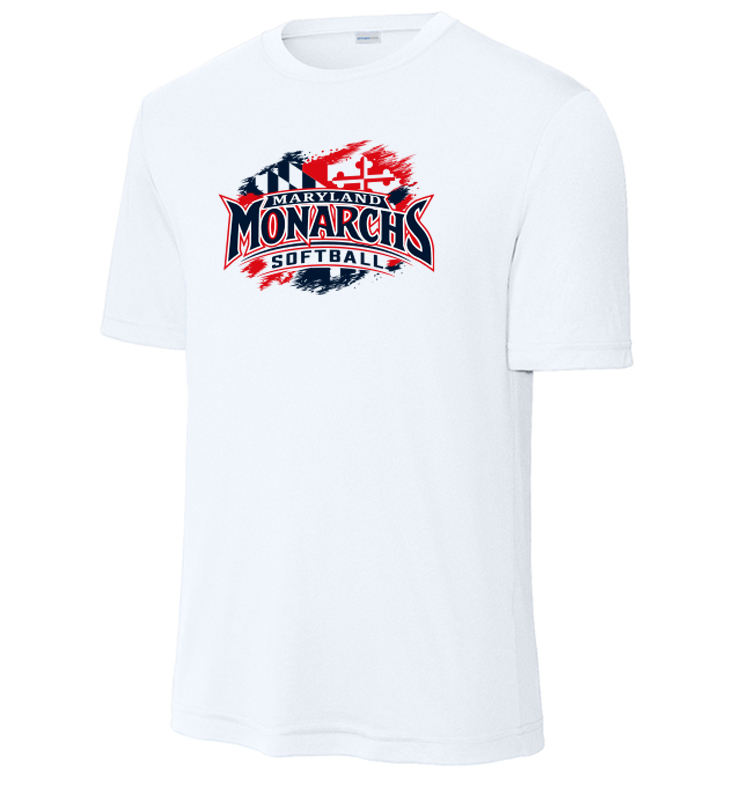 MONARCHS SOFTBALL WHITE PERFORMANCE TEE
