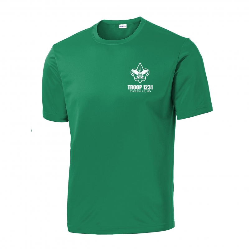 TROOP 1231 KELLY GREEN PERFORMANCE TEE